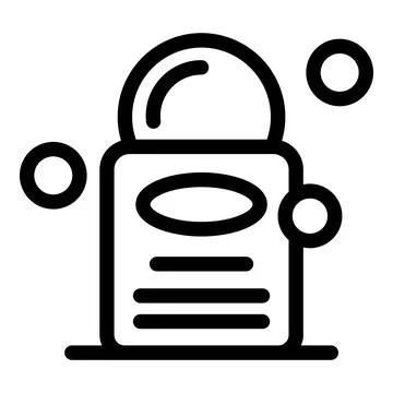 Simple line drawing of a space capsule floating in orbit Stock Illustration