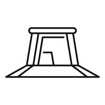 Simple line drawing of a subway station entrance, featuring sliding doors and Stock Illustration