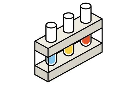 Simple line drawing of test tube icon, isometric illustration Stock Illustration