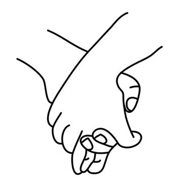 Simple line drawing of two hands holding each other Stock Illustration