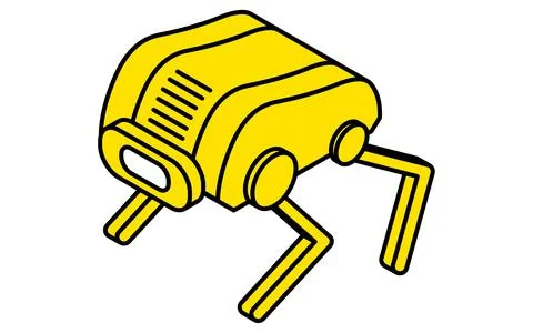 Simple line drawing of an unmanned spacecraft quadruped robot, isometric il.. Stock Illustration