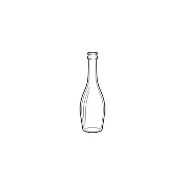 Simple line drawing of a wine bottle for beverage branding illustration Stock Illustration