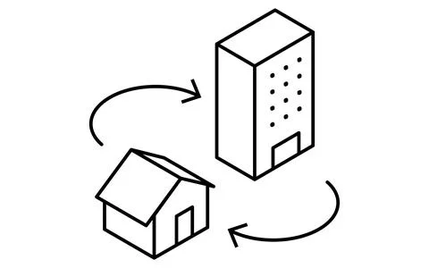 Simple line-drawn isometric illustration depicting the concept of moving fr.. Ilustración de archivo