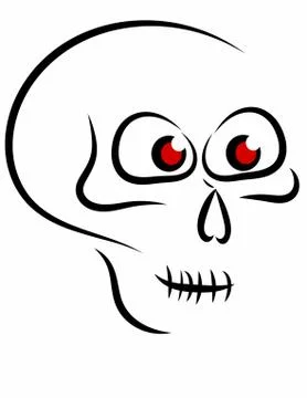 Simple line drawn skull vector with red eyes Stock Illustration