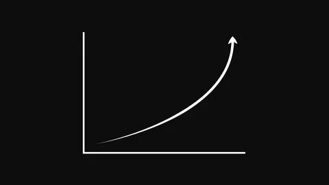 Simple line graph on a black background with an upward curving arrow indica.. Stock Illustration