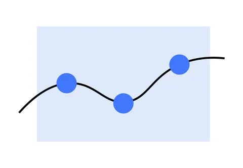 Simple Line Graph with Data Points on Blue Background Stock Illustration