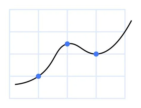 Simple Line Graph with Four Data Points Highlighted in Blue on a Grid Backg.. Stock Illustration