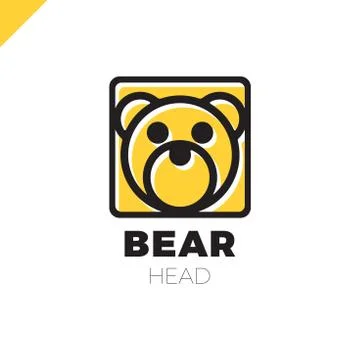 Simple line Head Bear in square with rounded corners logo vector design イラスト素材