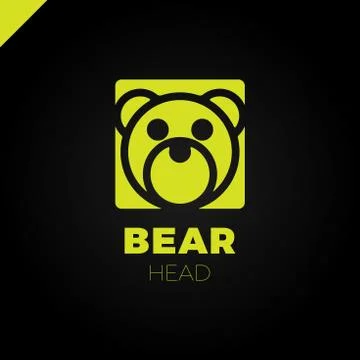 Simple line Head Bear in square with rounded corners logo vector design イラスト素材