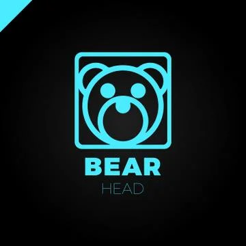 Simple line Head Bear in square with rounded corners logo vector design イラスト素材