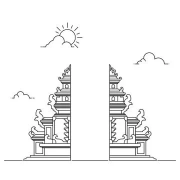 Simple Line Hindu Temple Gate Background Illustration Stock Illustration