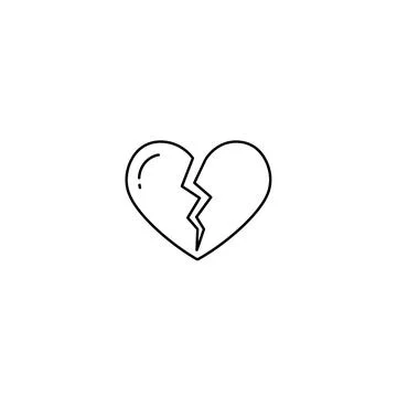Simple line icon of a cracked heart shape 스톡 일러스트