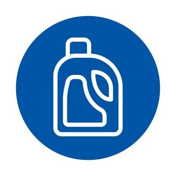 Simple Line Icon of a Laundry Detergent Bottle on a Blue Background Stock Illustration