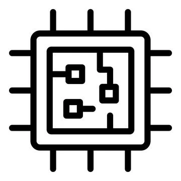 Simple line icon representing a microchip processing data Stockillustratie