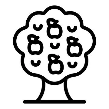 Simple line icon representing a tree with money bags for fruit, symbolizing Stock Illustration