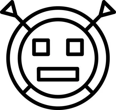 Simple line icon of a robot face with square eyes rectangular mouth and cro.. Stock Illustration