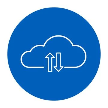 Simple Line Icon sign - cloud storage for your business. Clouds with arrows.  Illustrazione stock