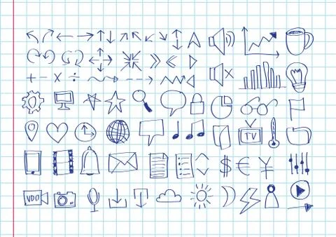 Simple line icons thin web icons Stock Illustration