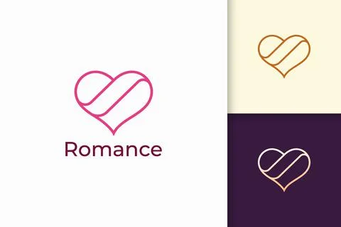Simple line love logo represent romance or relation Illustrazione stock