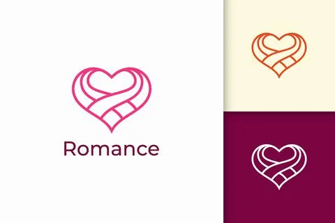 Simple line love logo represent romance or relation Stock Illustration