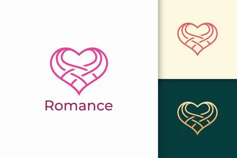 Simple line love logo represent romance or relation Stock Illustration