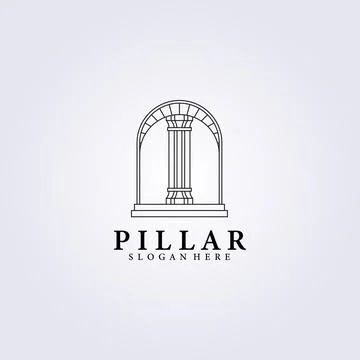 Simple line pillar build logo vector illustration design Stock Illustration