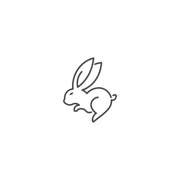 Simple line rabbit. Vector hand drawn logo icon Stock Illustration