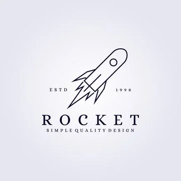 Simple line rocket logo art vector illustration design launch icon symbol tem Stock Illustration
