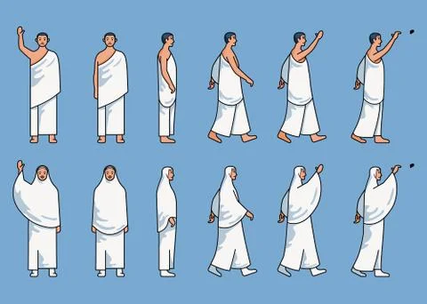 Simple Line Set Of Hajj Pilgrimage Figure Stock Illustration