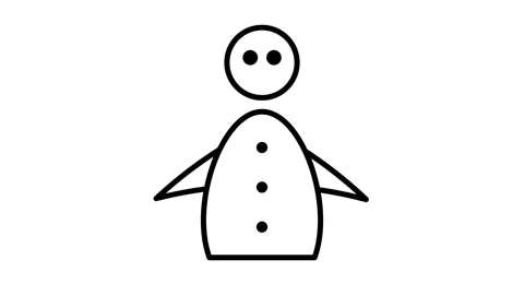 Simple Line Snowman Winter Icon Stock Footage 343510681