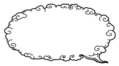 A simple line speech bubble with an ukiyo-e touch Stock Illustration