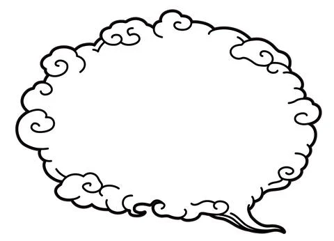 A simple line speech bubble with an ukiyo-e touch Stock Illustration