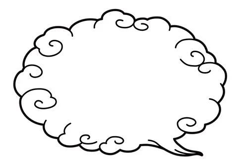 A simple line speech bubble with an ukiyo-e touch Stock Illustration