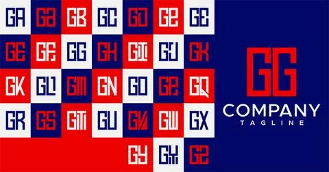 Simple line square letter G logo design. Abstract box GG G letter logo vector. Stock Illustration
