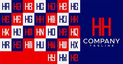 Simple line square letter H logo design. Abstract box HH H letter logo vector. Stock Illustration