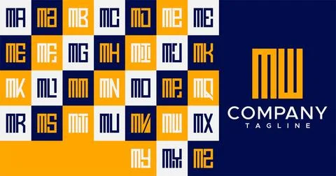 Simple line square letter M logo design. Abstract box MM M letter logo vector. Stock Illustration