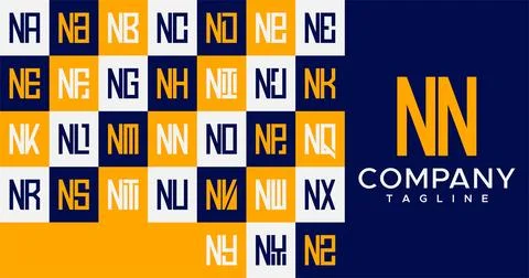Simple line square letter N logo design. Abstract box NN N letter logo vector. Stock Illustration