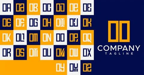 Simple line square letter O logo design. Abstract box OO O letter logo vector. Stock Illustration