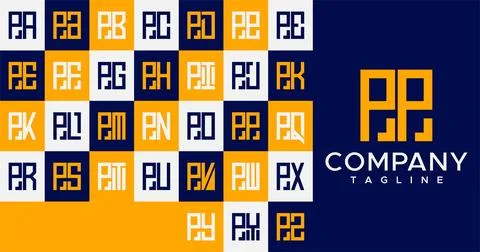 Simple line square letter P logo design. Abstract box PP P letter logo vector. Stock Illustration