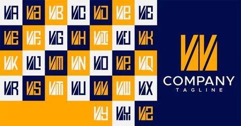 Simple line square letter V logo design. Abstract box VV V letter logo vector. Stock Illustration