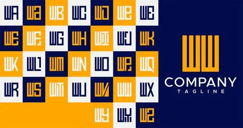 Simple line square letter W logo design. Abstract box WW W letter logo vector. Stock Illustration