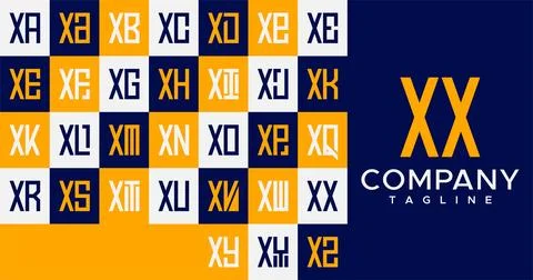 Simple line square letter X logo design. Abstract box XX X letter logo vector. Stock Illustration