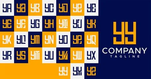 Simple line square letter Y logo design. Abstract box YY Y letter logo vector. Stock Illustration