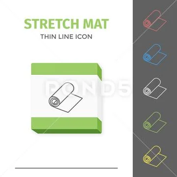 Simple line stroked stretch exercise mat vector icon Stock Illustration