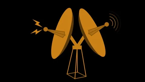 Simple Line Style Radar Dish Animation Broadcasting Digital Signal Waves Stock Footage 316717128