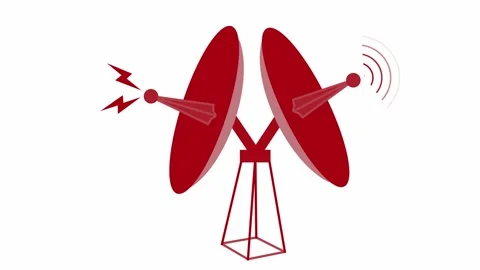 Simple Line Style Radar Dish Animation Broadcasting Digital Signal Waves Stock Footage 316717169