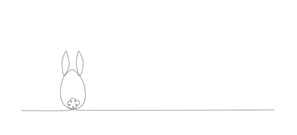 Simple line vector banner with Easter bunny shapes. Stock Illustration
