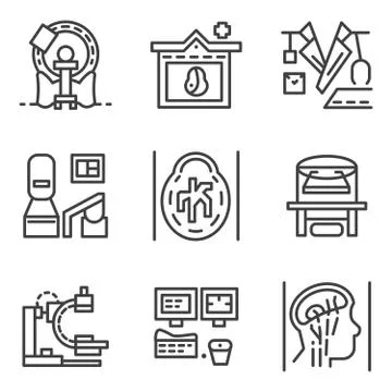 Simple line vector icons for MRI elements Stock Illustration