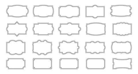 Simple line Vintage frames with double editable stroke. Horizontal blank temp Stockillustratie