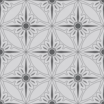 Simple linear abstract mandala pattern on grey background. Stock Illustration